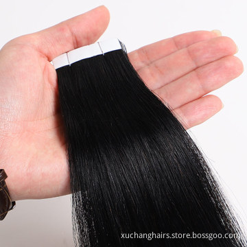Extensiones de cabello real de virgen recta al por mayor cinta adhesiva en el cabello Remy Cutícula Alineada Extensión de cabello natural Vendedores humanos